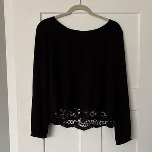 Astr Black Blouse with Lace Detail